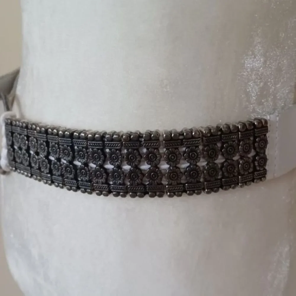 Antoniazzi Firenze Sz L White Leather Belt Boho Artsy Cowgirl Western Modernist